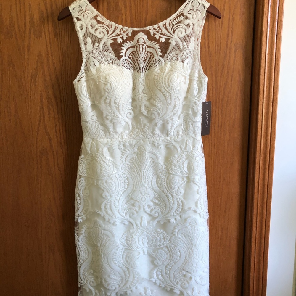 Beautiful Jenny Yoo sheath wedding dress NWT